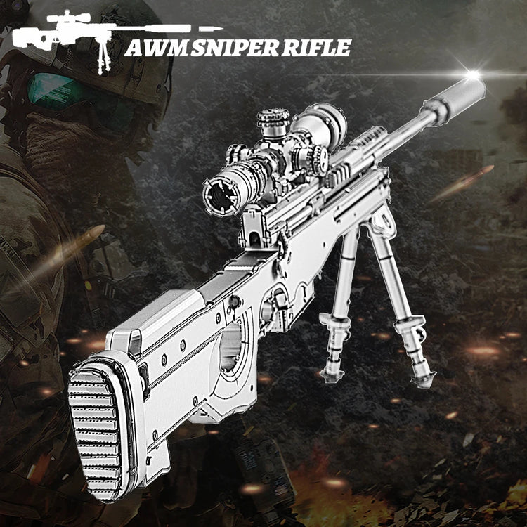 AWM Sniper Rifle 3D metal puzzle by Piececool – weapon model kit for teens and adults