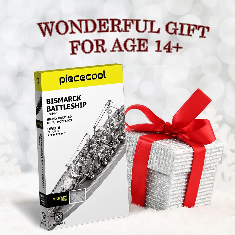 Battleship Bismarck 3D metal puzzle by Piececool – military DIY model kit for adults and teens