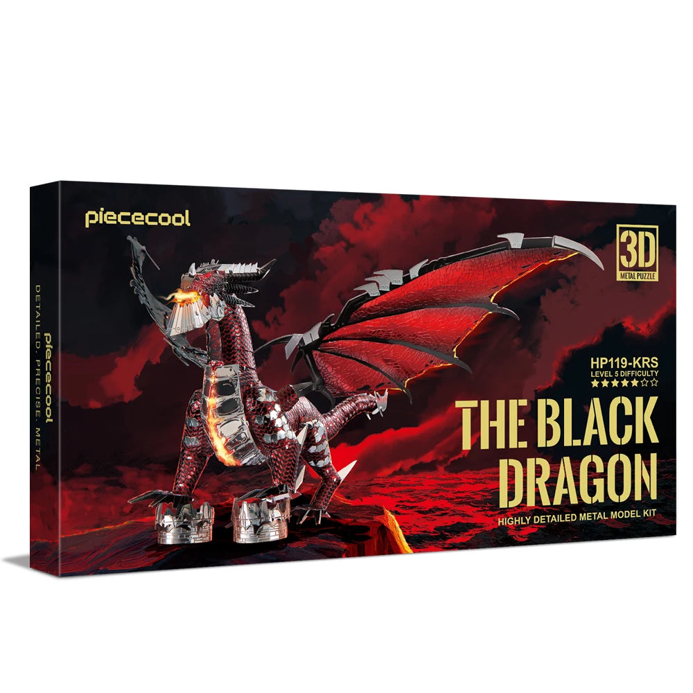 Black Dragon → Black Dragon 3D metal puzzle by Piececool – fantasy DIY model kit