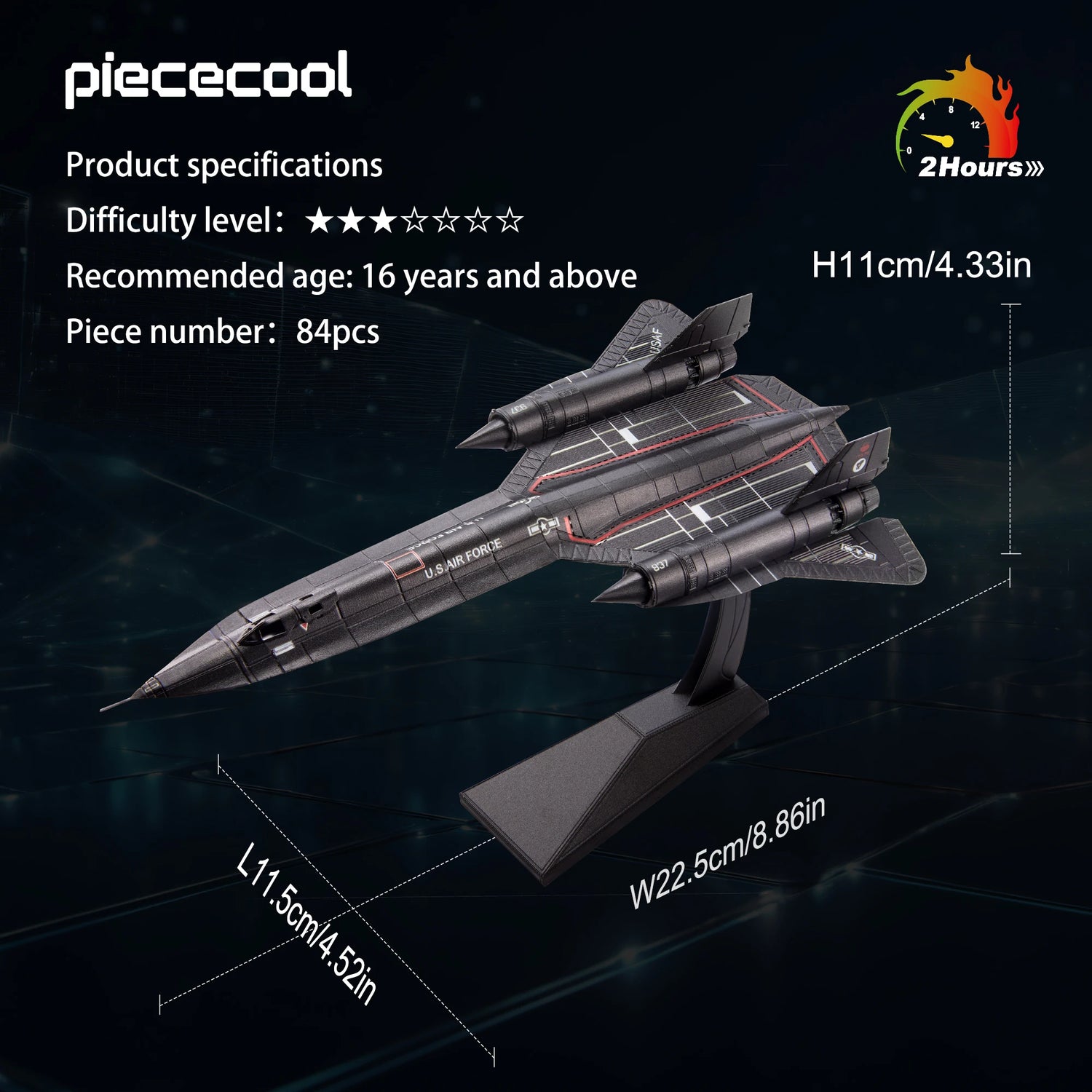 Blackbird Aircraft 3D metal puzzle by Piececool – reconnaissance model kit for teens and adults