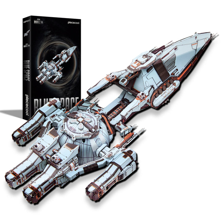 Blue Space starship 3D metal puzzle by Piececool – sci-fi DIY model kit