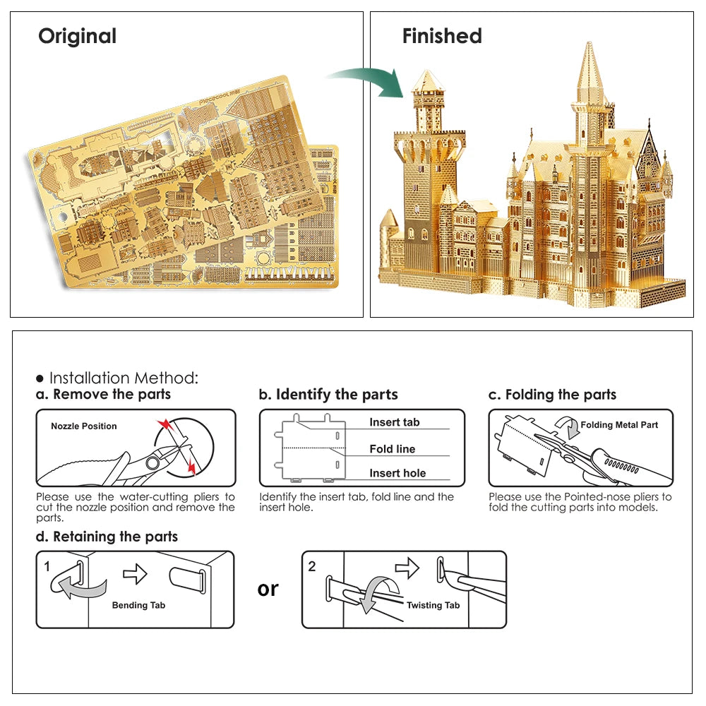 Castle 3D metal puzzle by Piececool – elegant architectural DIY model kit for teens and adults