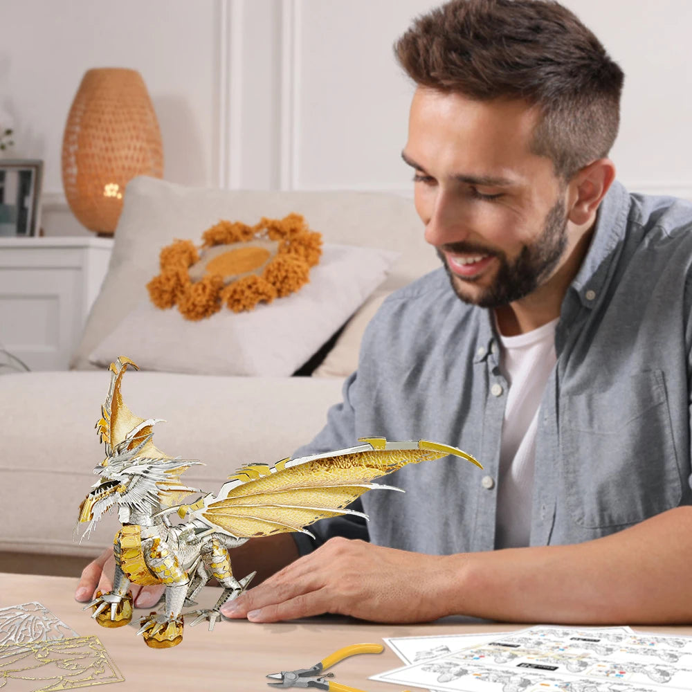  Glorystrom Gold Dragon 3D metal puzzle – Piececool DIY fantasy kit