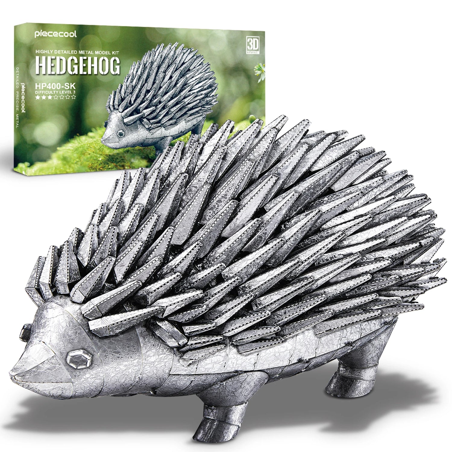 Hedgehog 3D metal puzzle by Piececool – DIY brain teaser model kit
