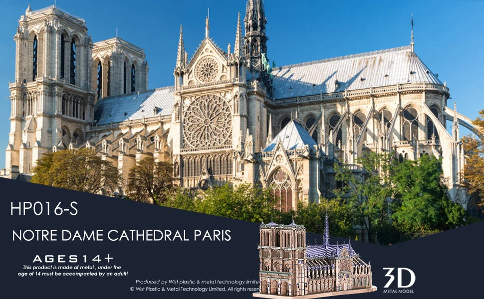 Notre Dame Cathedral 3D metal puzzle by Piececool – DIY architectural model kit for adults and teens