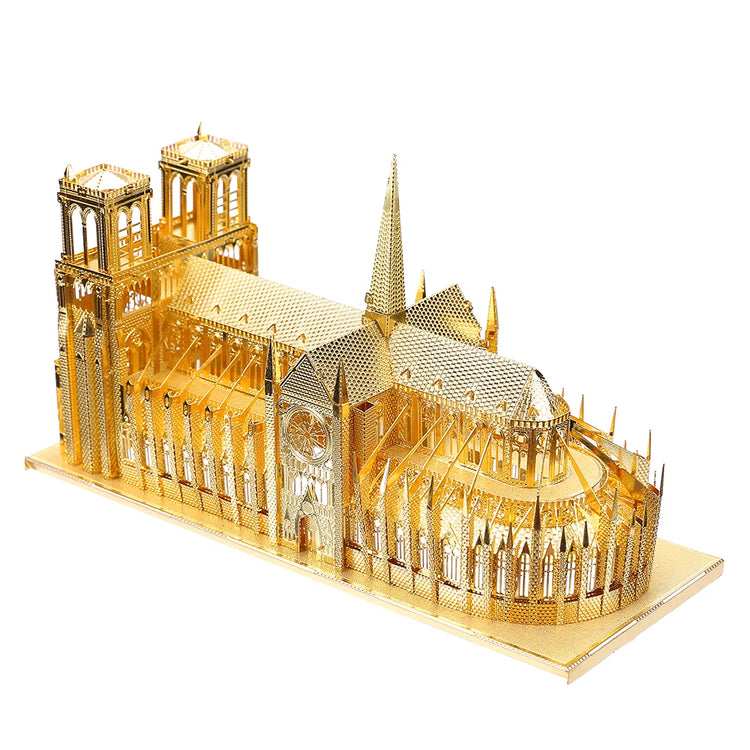 Notre Dame de Paris 3D metal puzzle by Piececool – gold DIY architectural model kit