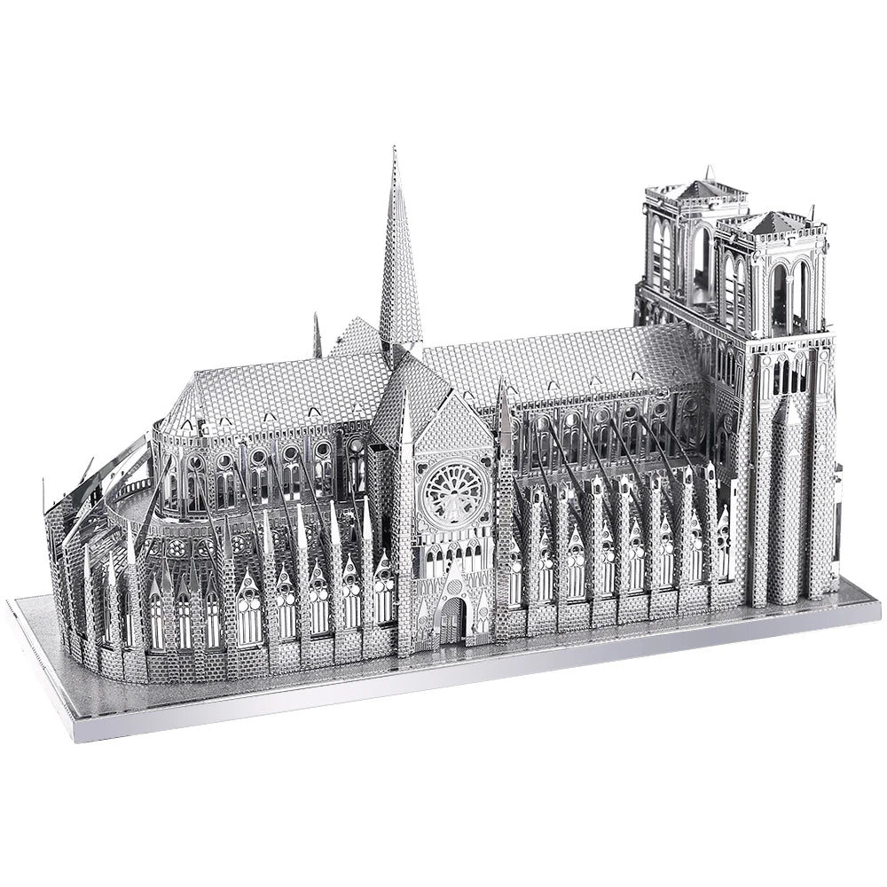 Notre Dame de Paris 3D metal puzzle by Piececool – silver DIY architectural model kit