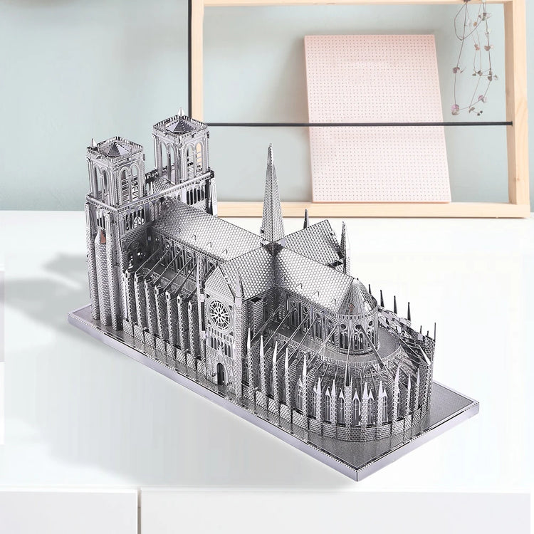 Notre Dame de Paris 3D metal puzzle by Piececool – silver DIY architectural model kit