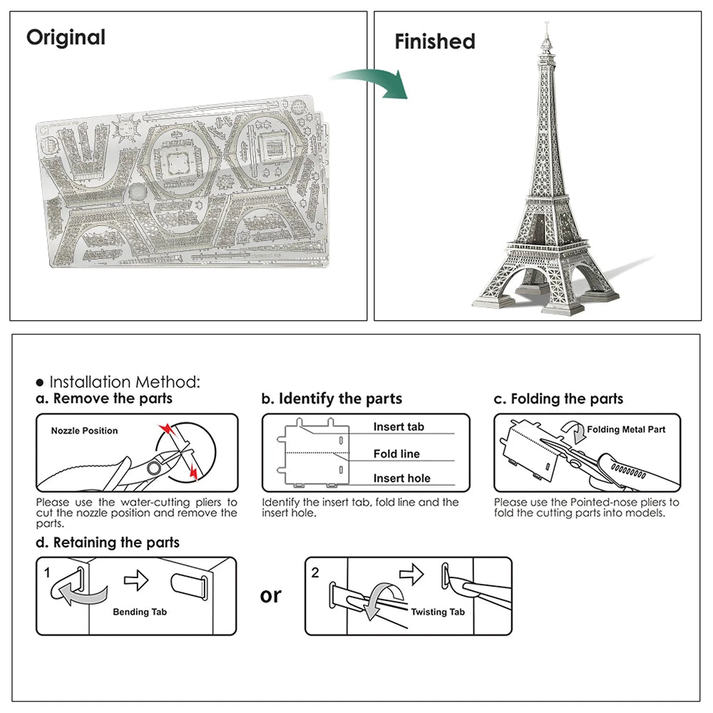 Eiffel Tower 3D metal puzzle by Piececool – DIY architectural model kit for adults and teens
