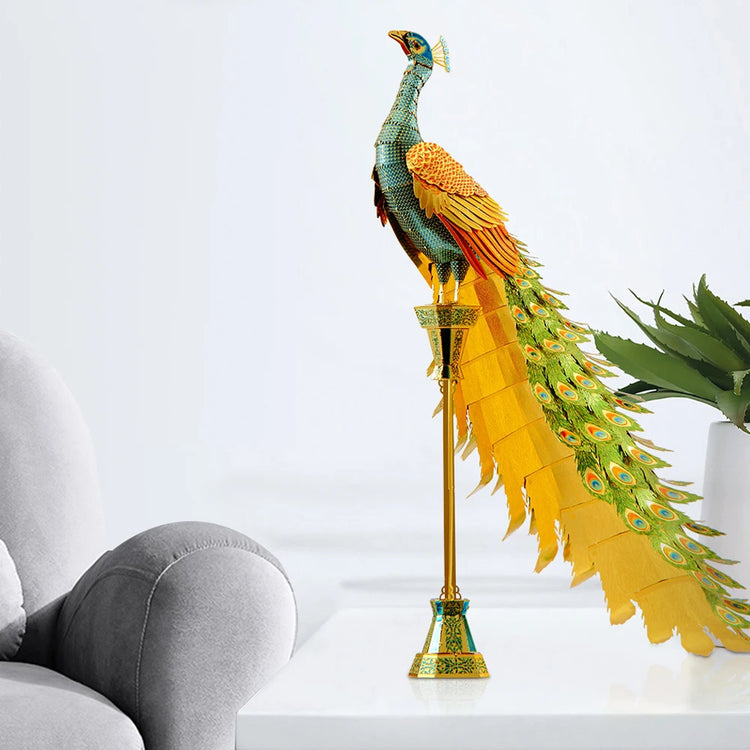 Colorful Peacock 3D metal puzzle by Piececool – DIY model kit for adults