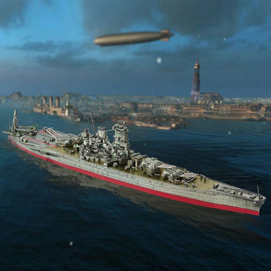 Battleship Musashi 3D metal puzzle by Piececool – military warship DIY model kit for teens and adults