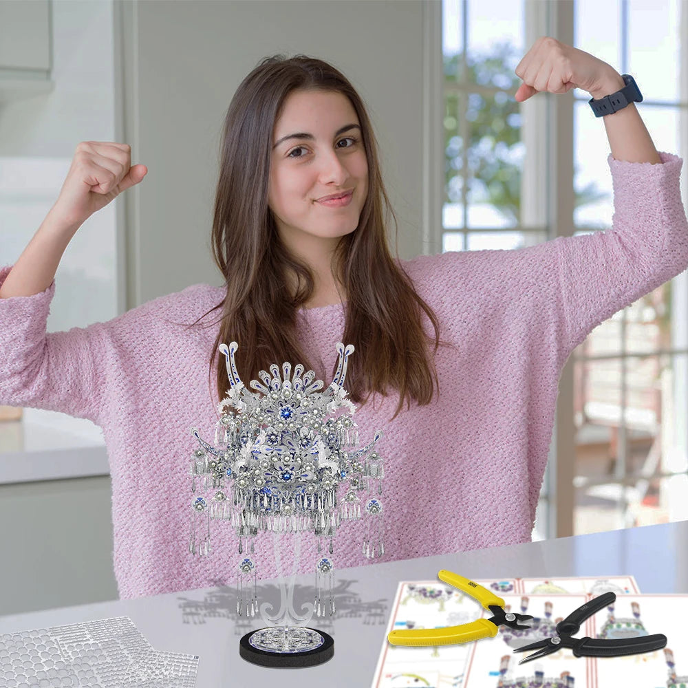 Tiara-Miao 3D Metal Puzzle – Piececool DIY Crown with Tassels Model Kit