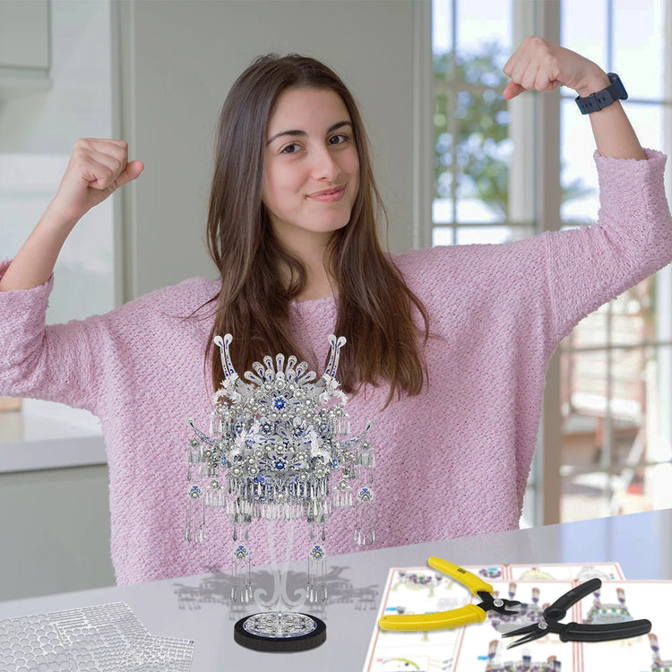 Tiara-Miao 3D Metal Puzzle – Piececool DIY Crown with Tassels Model Kit