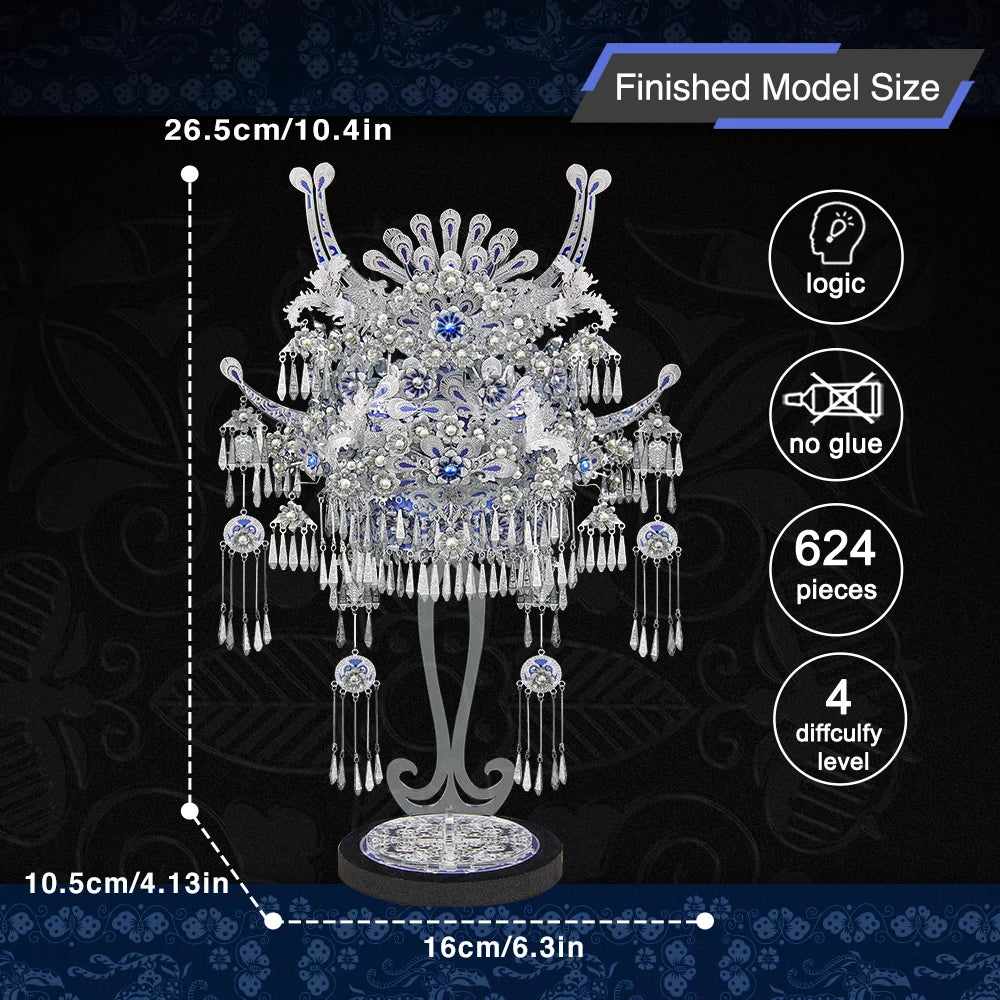 Tiara-Miao 3D Metal Puzzle – Piececool DIY Crown with Tassels Model Kit