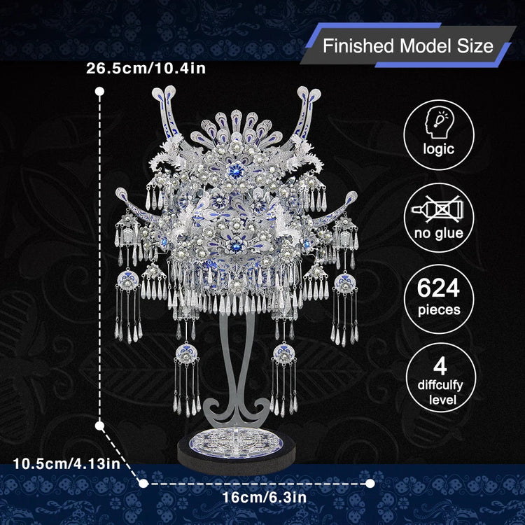 Tiara-Miao 3D Metal Puzzle – Piececool DIY Crown with Tassels Model Kit