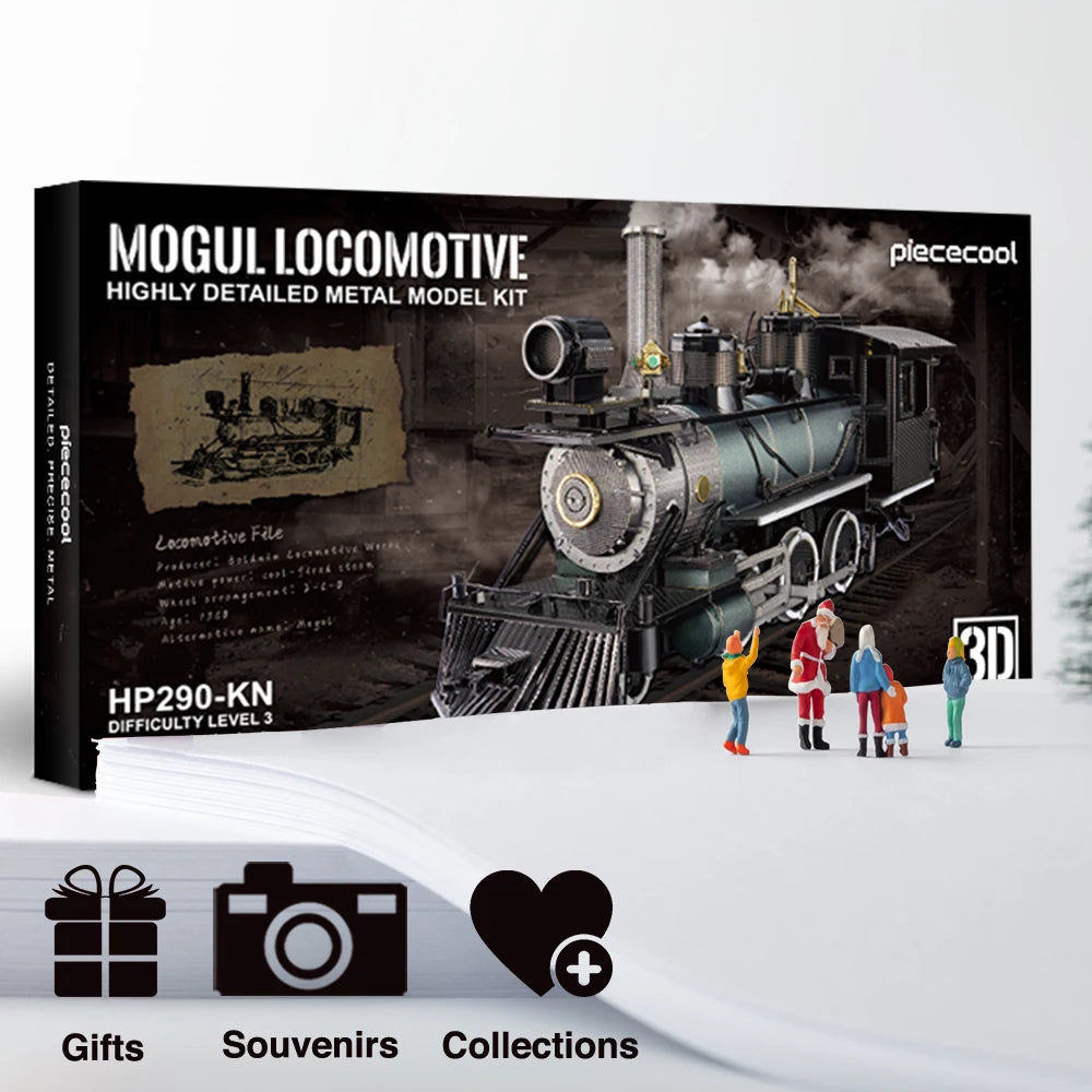 Mogul Train 3D metal puzzle by Piececool – classic locomotive model kit for adults and teens