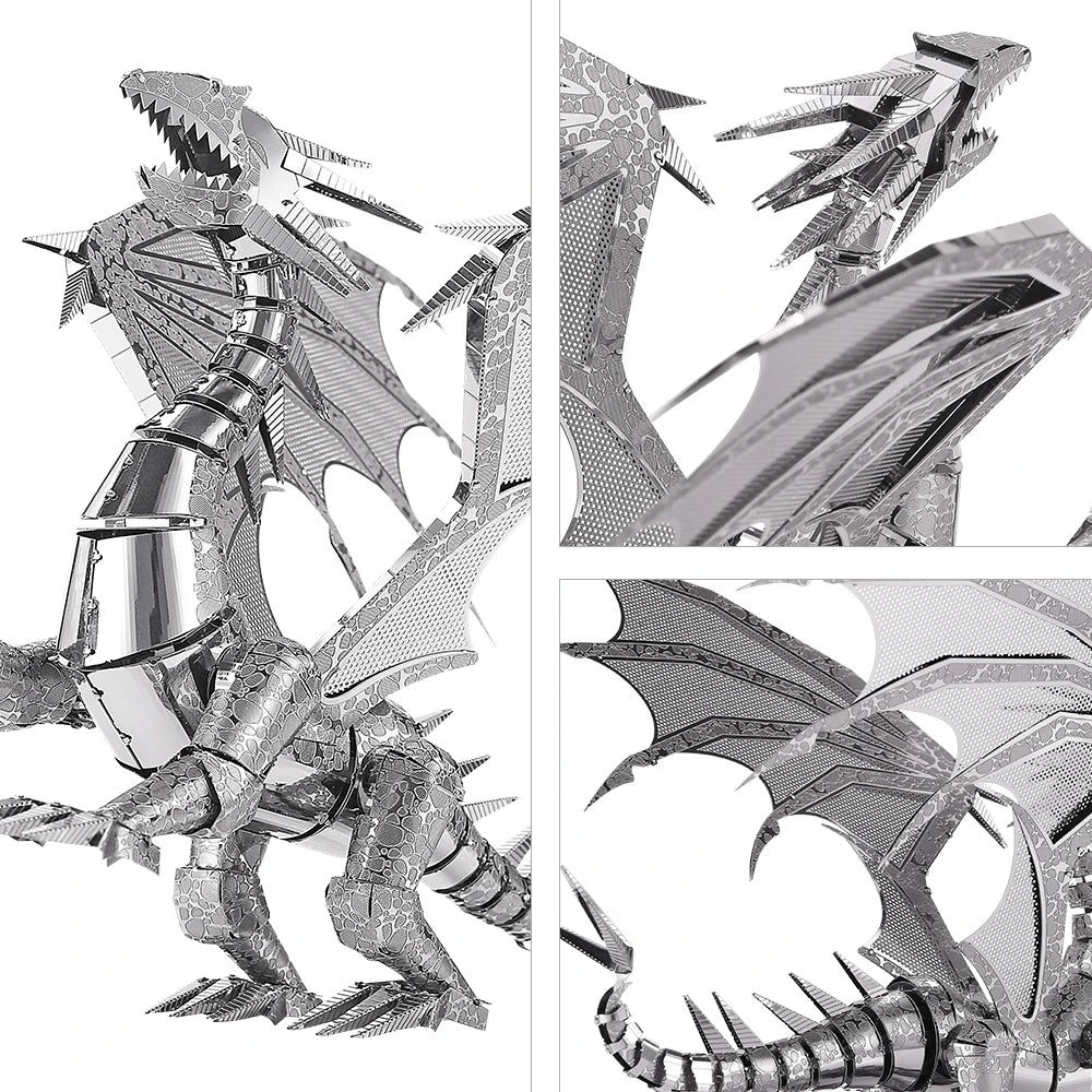 Red & Silver Dragon - Red and Silver Dragon 3D puzzle by Piececool 