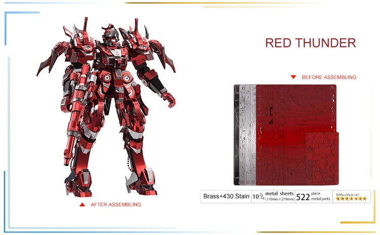 Red Thunder 3D metal puzzle by Piececool – powerful DIY model kit for teens and adults