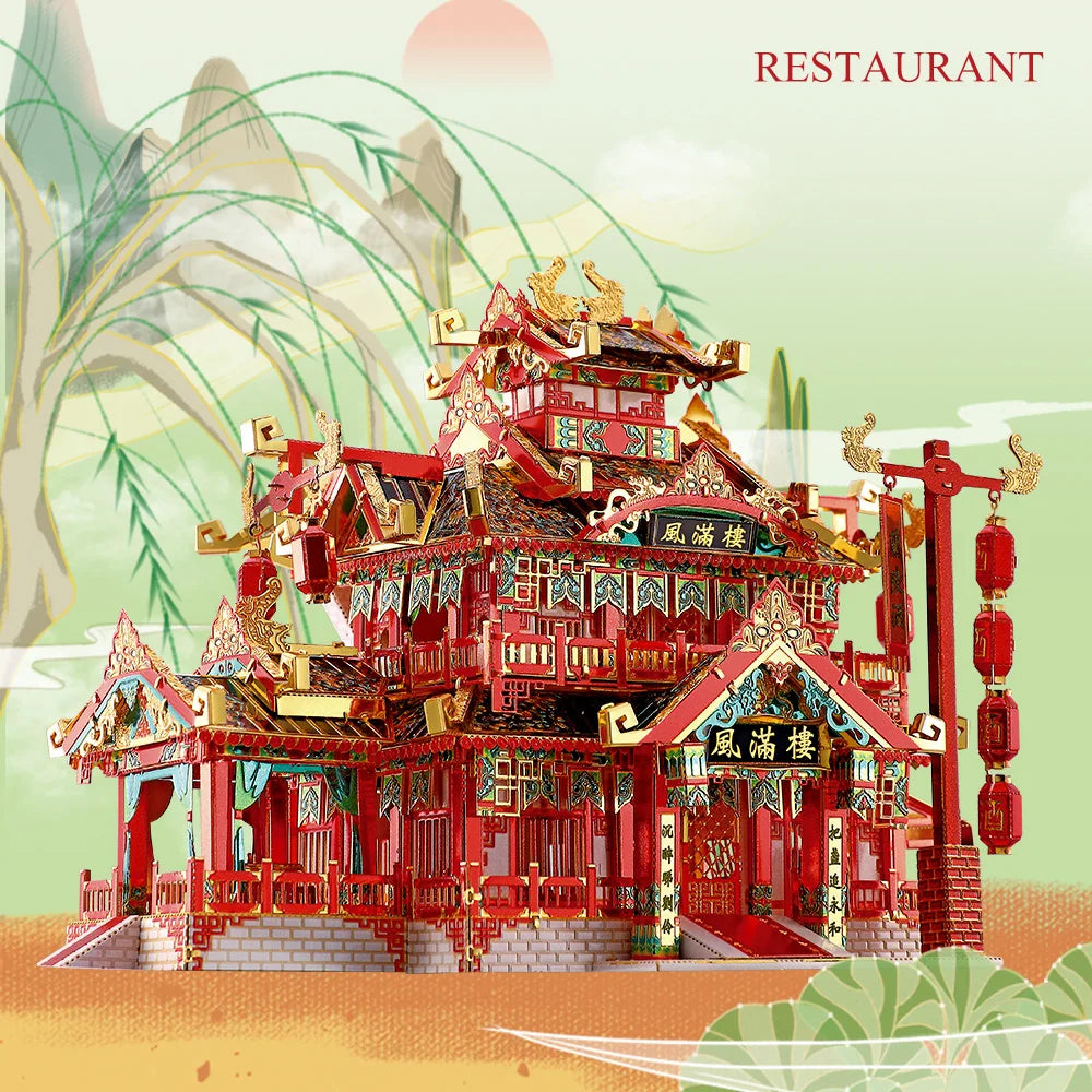 Restaurant 3D metal puzzle by Piececool – DIY architectural model kit for adults and teens