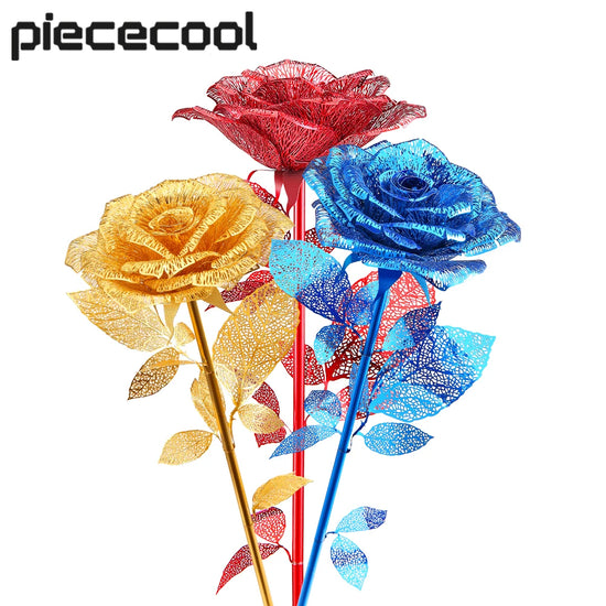 Rose 3D metal puzzle by Piececool – DIY flower model kit for adults and gift giving