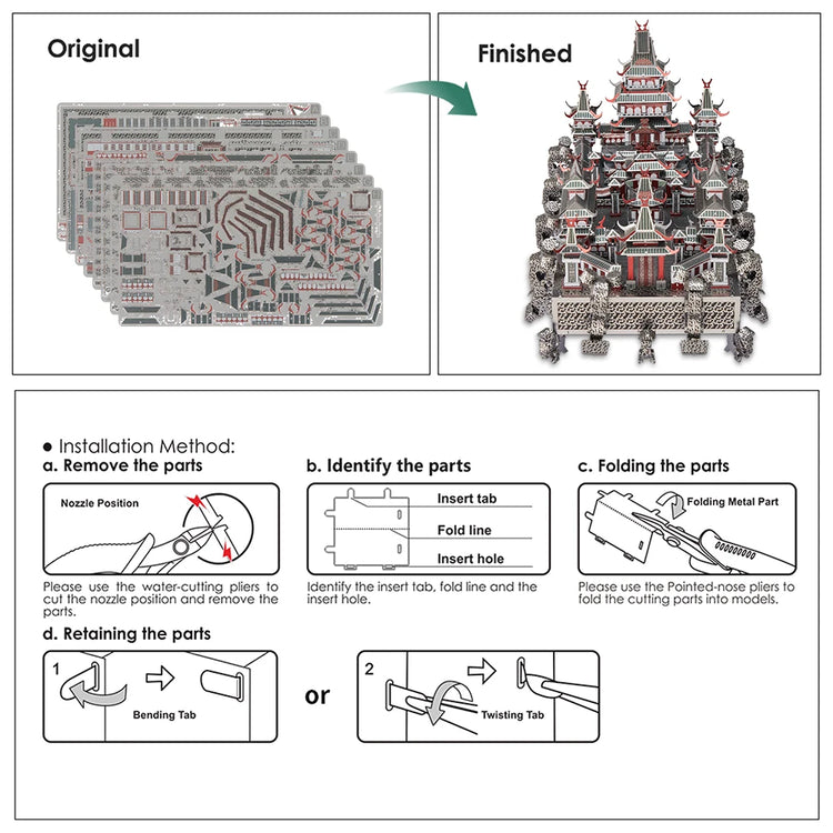 Sky Royal Palace 3D metal puzzle by Piececool – DIY architectural model kit for adults and teens