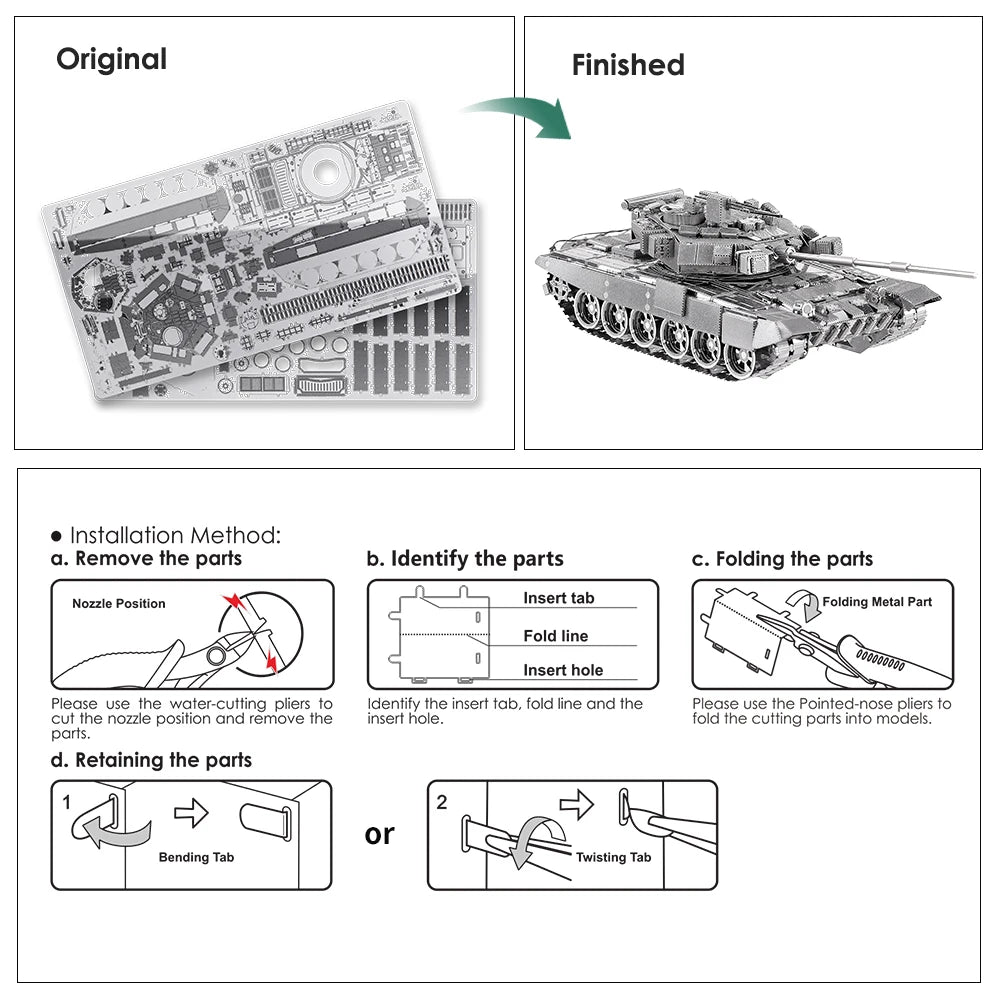 T-90A tank 3D metal puzzle by Piececool – military model kit for teens and adults